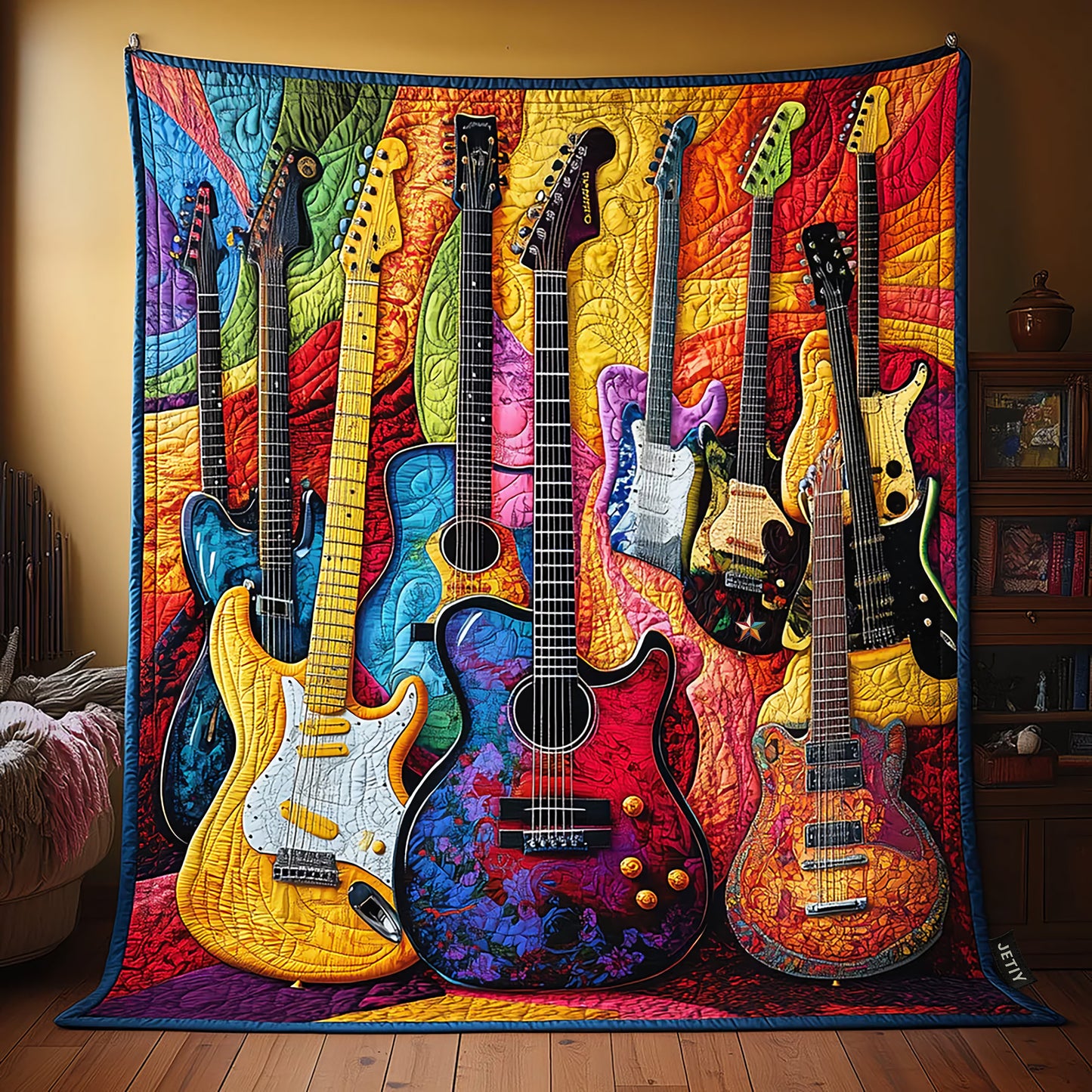 Guitar Sunshine Quilted Blanket UGDRSTL076