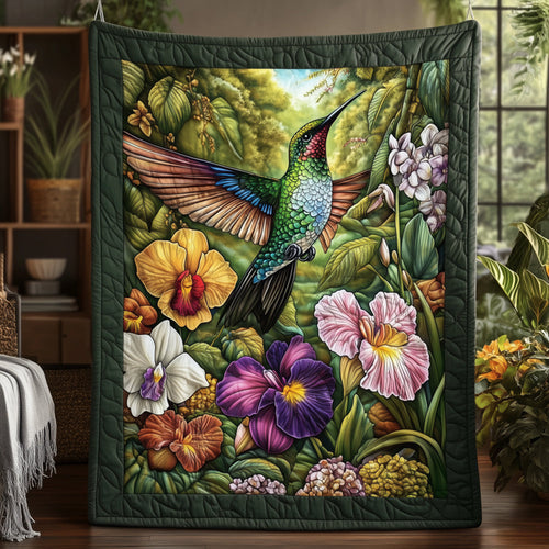 Floral Hummingbird Quilted Blanket UHDRSTL086