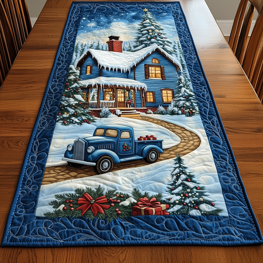 Snow Cabin And Truck Quilted Table Runner GFTOAB1243