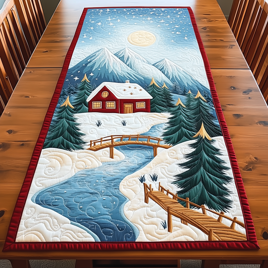 Peaceful Snow Cabin Quilted Table Runner GFTOAB1246