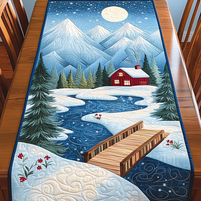 Peaceful Snow Cabin Quilted Table Runner GFTOAB1247