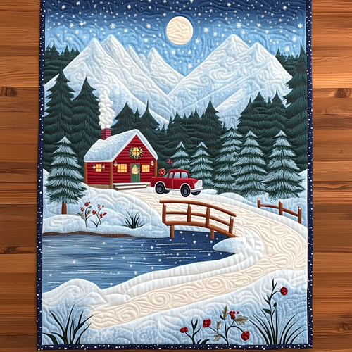 Peaceful Snow Cabin Quilted Table Runner GFTOAB1248