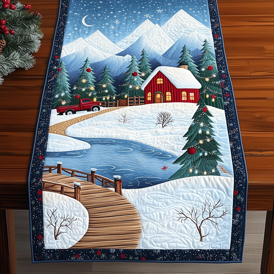 Peaceful Snow Cabin Quilted Table Runner GFTOAB1249