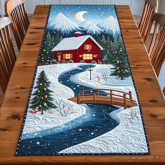 Peaceful Snow Cabin Quilted Table Runner GFTOAB1251