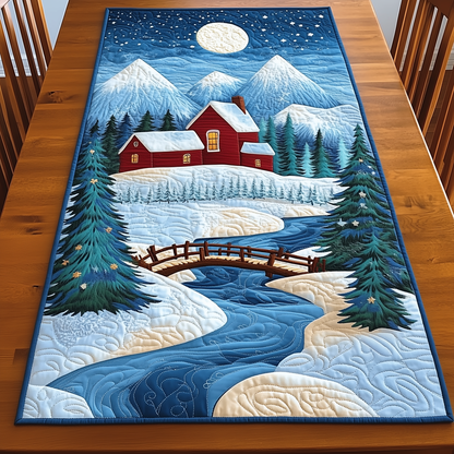 Peaceful Snow Cabin Quilted Table Runner GFTOAB1252