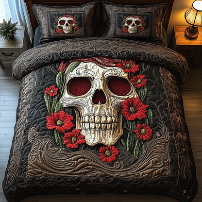 Skull Cactus 3-Piece Quilted Bedding Set GFTOAB1495