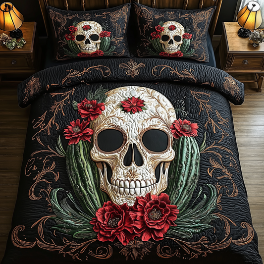 Skull Cactus 3-Piece Quilted Bedding Set GFTOAB1496