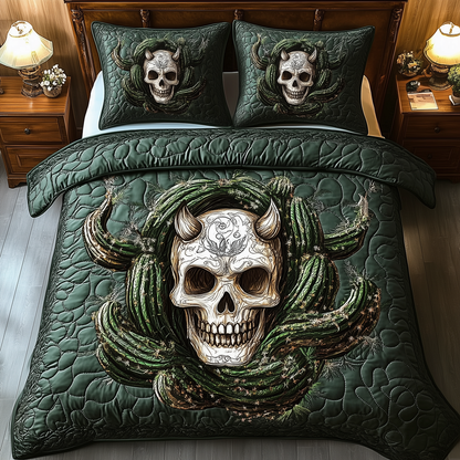 Skull Cactus 3-Piece Quilted Bedding Set GFTOAB1500