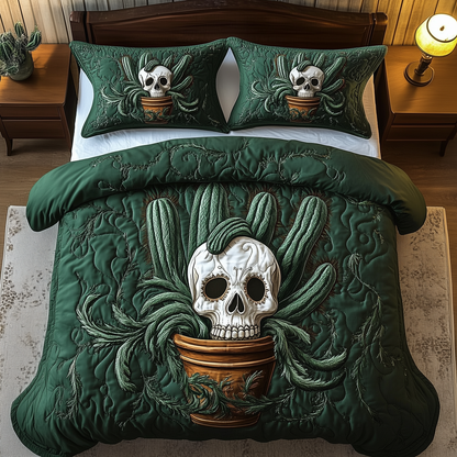 Skull Cactus 3-Piece Quilted Bedding Set GFTOAB1501