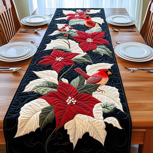 Christmas Poinsettias Quilted Table Runner GFTOAB1650