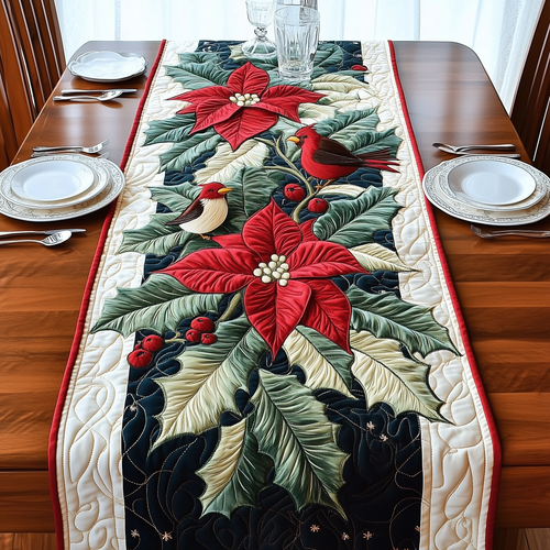 Christmas Poinsettias Quilted Table Runner GFTOAB1651