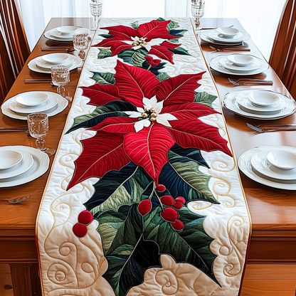 Christmas Poinsettias Quilted Table Runner GFTOAB1654