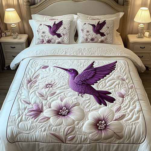 Charming Hummingbird 3-Piece Quilted Bedding Set GFTOAB1776