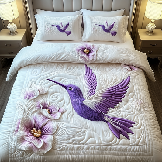 Charming Hummingbird 3-Piece Quilted Bedding Set GFTOAB1777