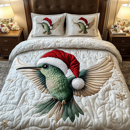 Christmas Hummingbird 3-Piece Quilted Bedding Set GFTOAB1779