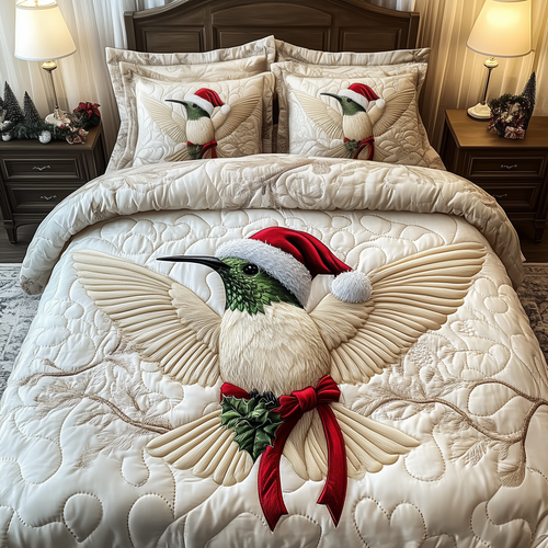 Christmas Hummingbird 3-Piece Quilted Bedding Set GFTOAB1780