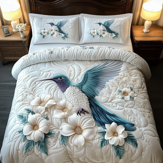 Winter Hummingbird 3-Piece Quilted Bedding Set GFTOAB1782