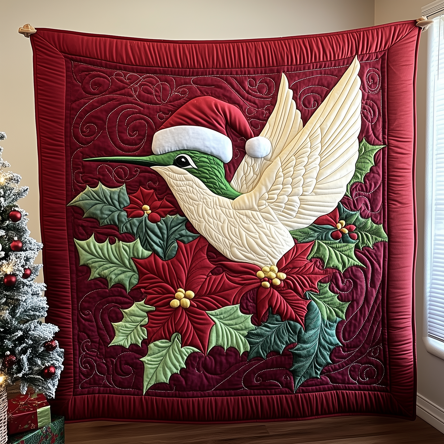 Christmas Hummingbird Quilted Blanket GFTOAB1788