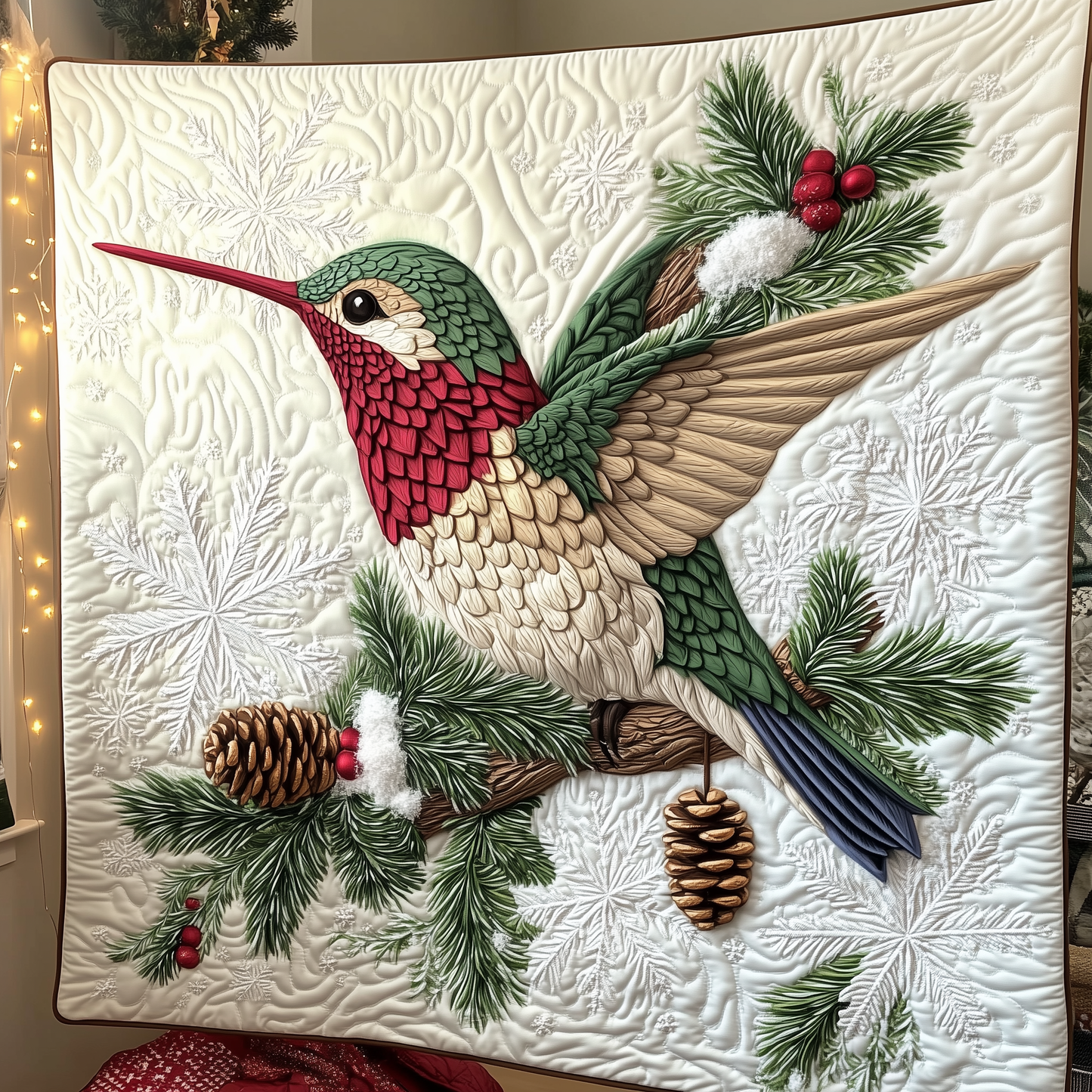 Christmas Hummingbird Quilted Blanket GFTOAB1790