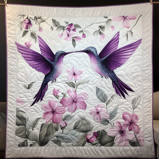 Charming Hummingbird Couple Quilted Blanket GFTOAB1796