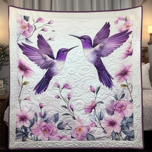 Charming Hummingbird Couple Quilted Blanket GFTOAB1797