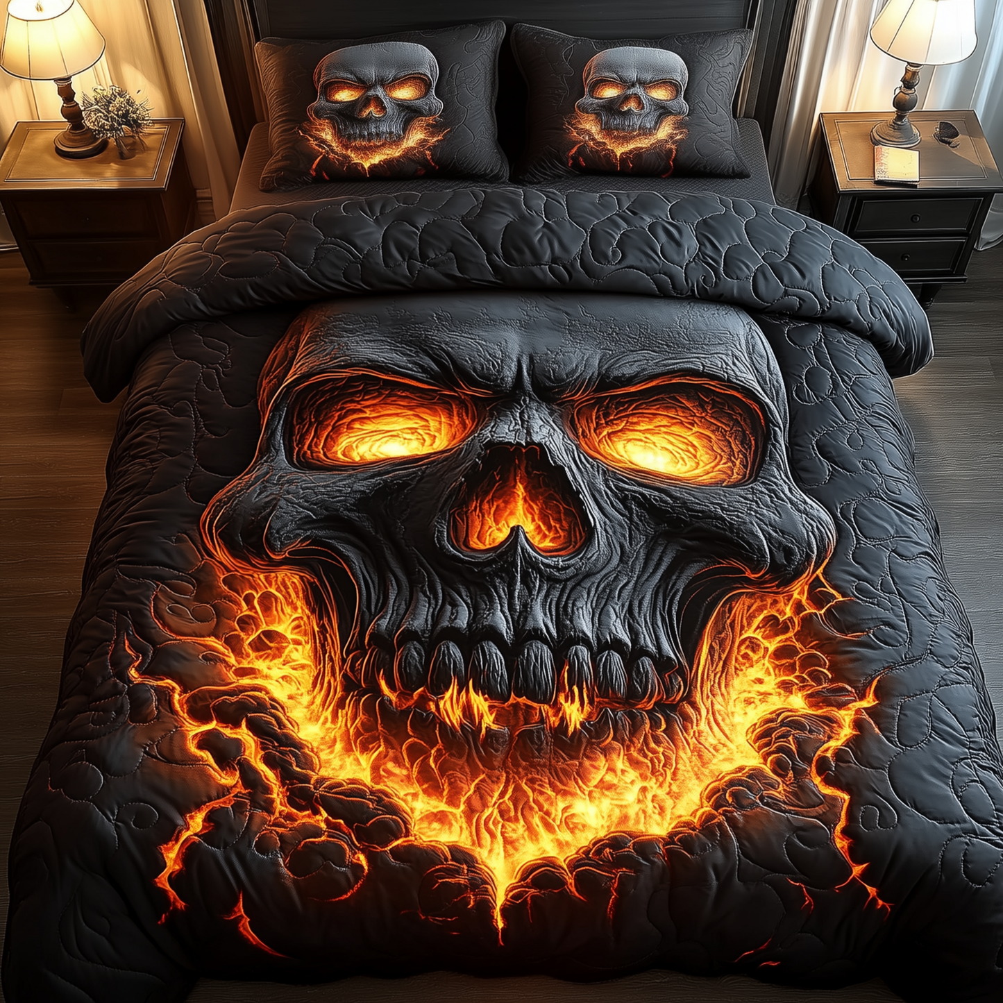 Lava Skull 3-Piece Quilted Bedding Set GFTOAB1828