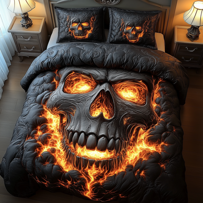 Lava Skull 3-Piece Quilted Bedding Set GFTOAB1829