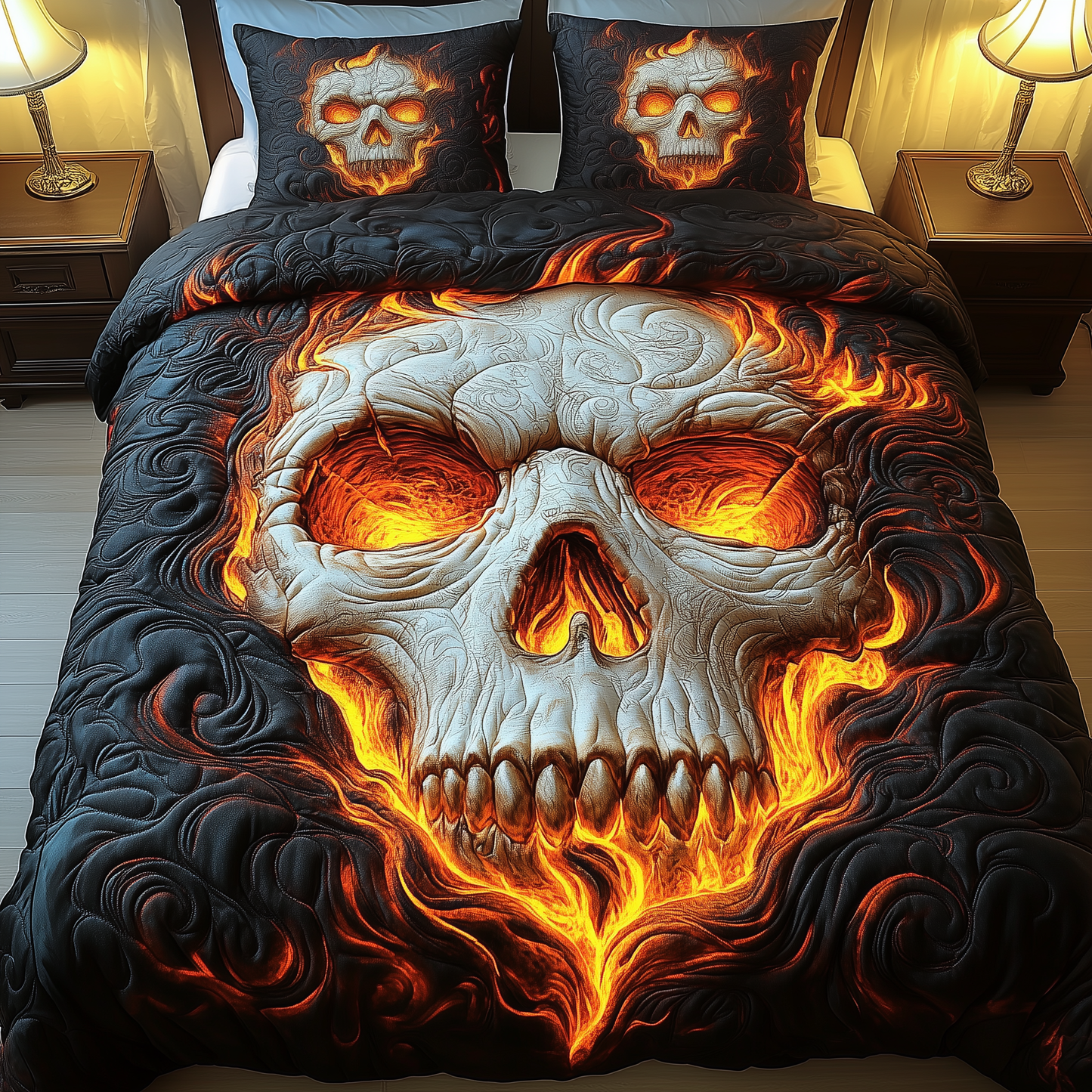 Lava Skull 3-Piece Quilted Bedding Set GFTOAB1830