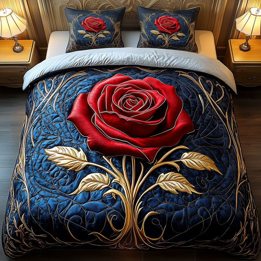 Red Rose For U 3-Piece Quilted Bedding Set GFTOAB1959