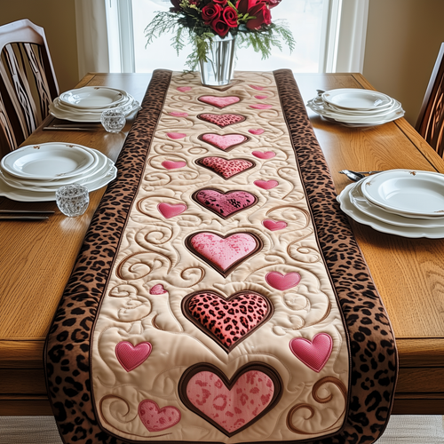 Leopard Hearts Quilted Table Runner GFTOAB1981