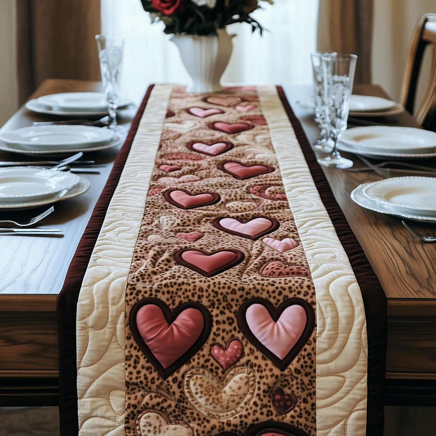 Leopard Hearts Quilted Table Runner GFTOAB1983