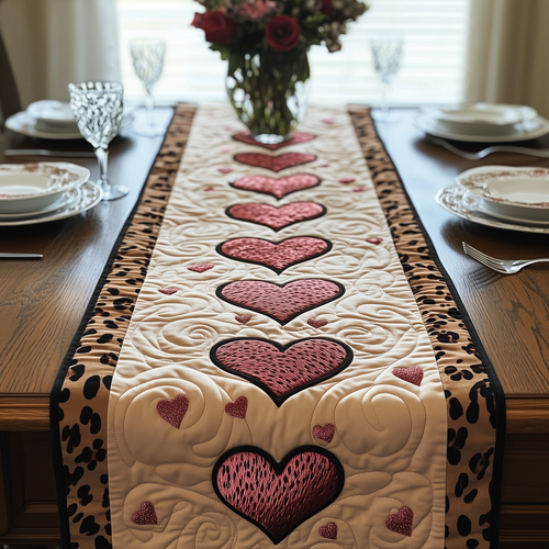 Leopard Hearts Quilted Table Runner GFTOAB1984