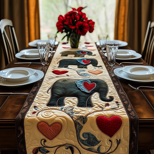 Valentine Elephant Love Quilted Table Runner GFTOAB2051