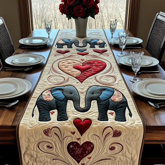 Valentine Elephant Love Quilted Table Runner GFTOAB2054