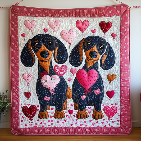 Dachshund Love Couple Quilted Blanket GFTOAB2091