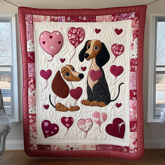 Dachshund Love Couple Quilted Blanket GFTOAB2093