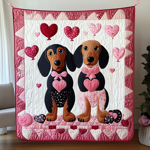 Dachshund Love Couple Quilted Blanket GFTOAB2094