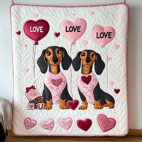 Dachshund Love Couple Quilted Blanket GFTOAB2095