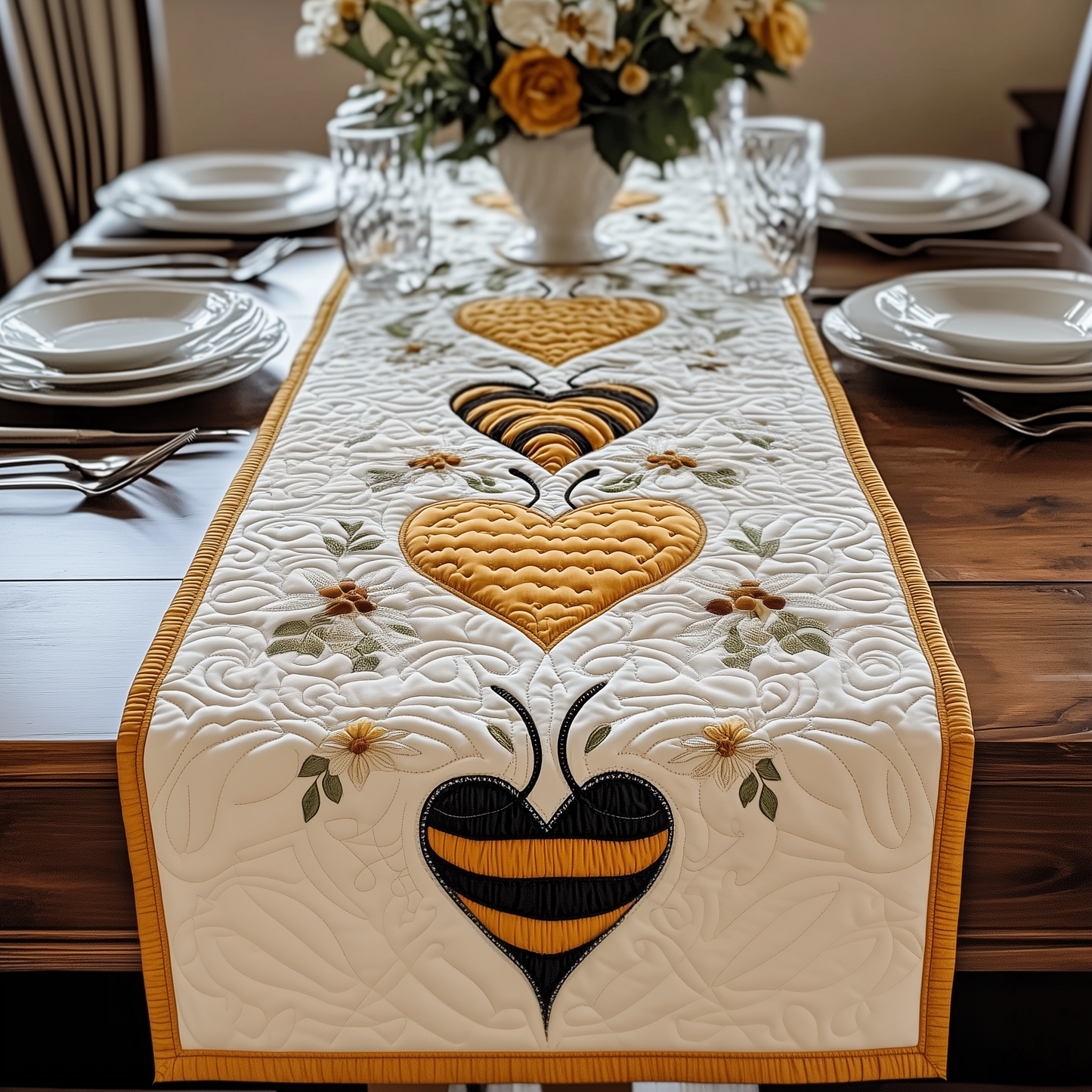 Valentine Bee Quilted Table Runner GFTOAB2111