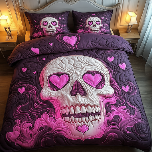 Valentine Skull 3-Piece Quilted Bedding Set GFTOAB2120