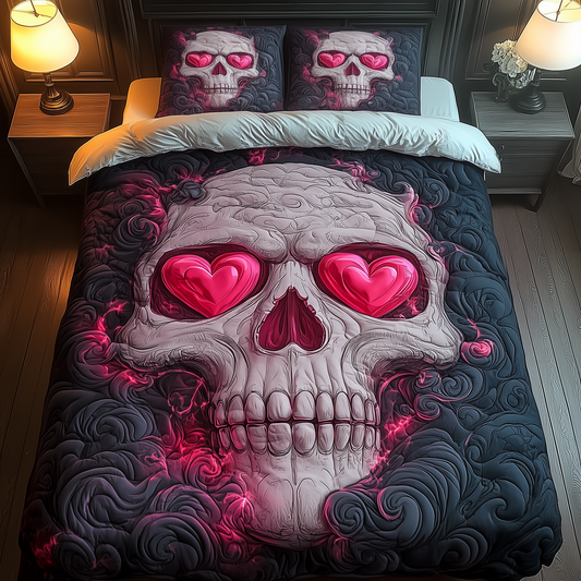 Valentine Skull 3-Piece Quilted Bedding Set GFTOAB2123