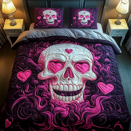 Valentine Skull 3-Piece Quilted Bedding Set GFTOAB2124