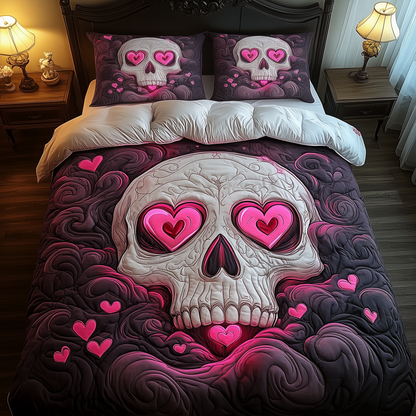 Valentine Skull 3-Piece Quilted Bedding Set GFTOAB2125