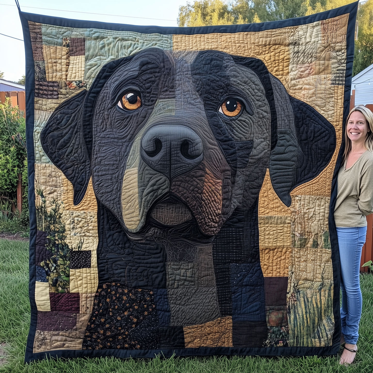 Black Labrador Quilted Blanket GFTOAB2270