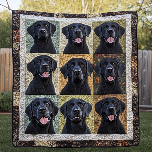 Black Labrador Dogs Quilted Blanket GFTOAB2275