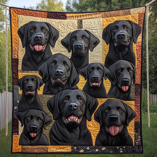 Black Labrador Dogs Quilted Blanket GFTOAB2276