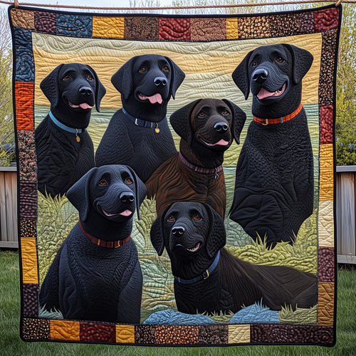 Black Labrador Dogs Quilted Blanket GFTOAB2278