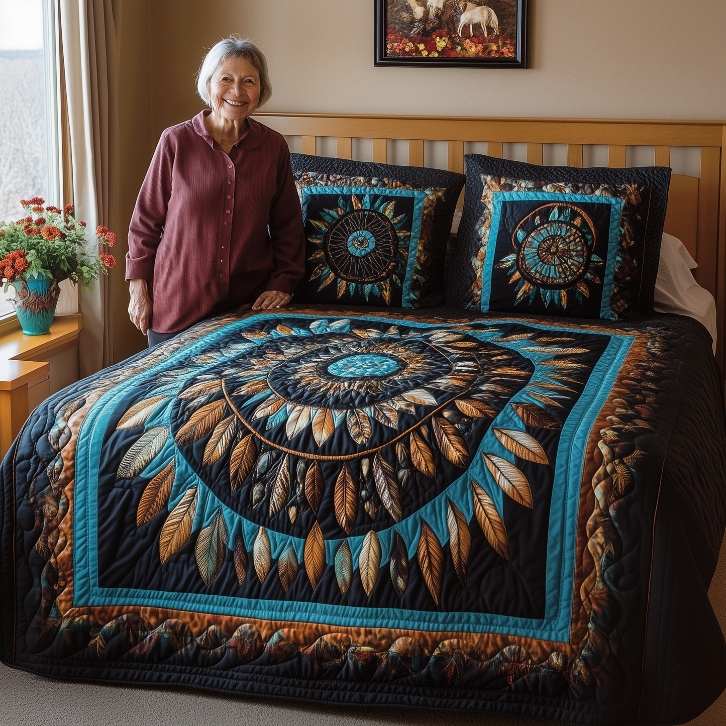 Ancient Dreamcatcher 3-Piece Quilted Bedding Set GFTOAB2397