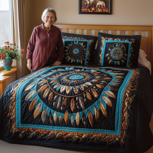 Ancient Dreamcatcher 3-Piece Quilted Bedding Set GFTOAB2397