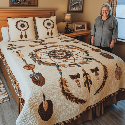 Ancient Dreamcatcher 3-Piece Quilted Bedding Set GFTOAB2399